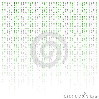 Binary code green and white background with digits on screen. Algorithm , data , decryption encoding, row matrix. Stock Photo