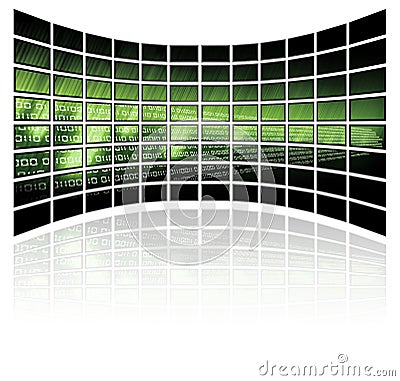 Binary code on grid background Stock Photo
