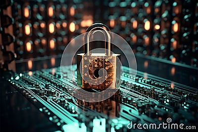 Binary code lock defense is crucial to safeguard data from cyber threats Stock Photo