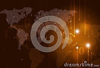Binary Code Map Stock Photo