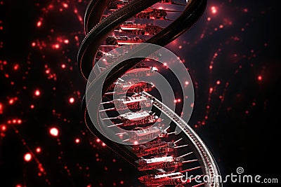 binary code merging with a dna helix Stock Photo