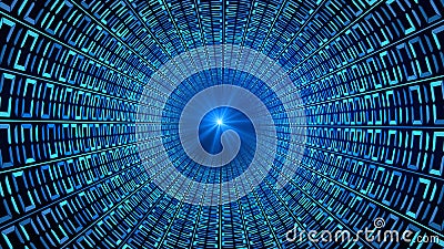 Binary code numbers in blue abstract speed motion in highway Cartoon Illustration