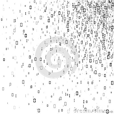 Binary code. Random stream of numbers zero and one. Matrix background in green colors. Vector illustration isolated on white Vector Illustration