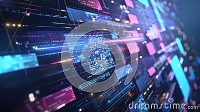 Binary code running through a circuit board AIG535 Stock Photo