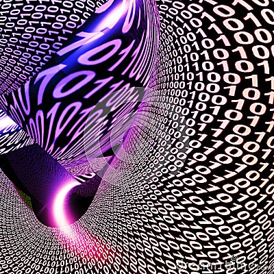 Binary Code Tunnel Digital Bits 3d Rendering Stock Photo