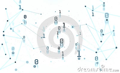 Binary code. Units and zeros in the global cyberspace network Cartoon Illustration