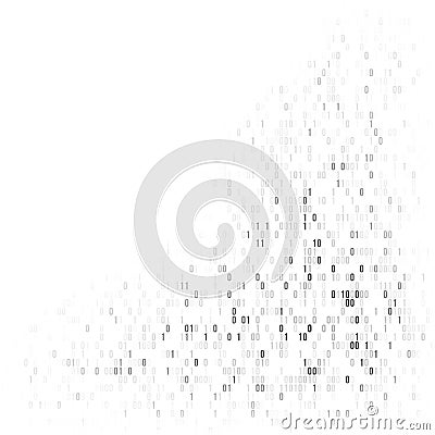 Binary code vector background with numbers one and zero. Artificial intelligence. Big data. Smart system. Coding or Vector Illustration