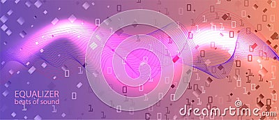 Binary Code Vector Wallpaper. Fractal Liquid Data Neon Tech Grunge Modern Design. Punk Equalizer Slide. Matrix Flying Binary Vector Illustration