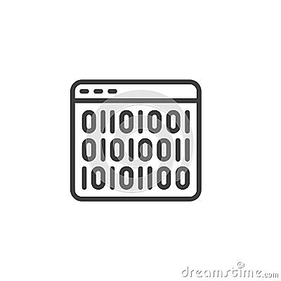 Binary code web page line icon Vector Illustration