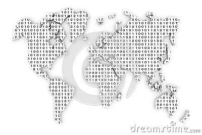 Binary code world map Cartoon Illustration