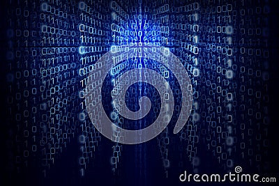 Binary computer code - Blue Abstract background Stock Photo