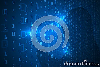 Binary cyber security computer code technology abstract. global hacker background. Vector Illustration
