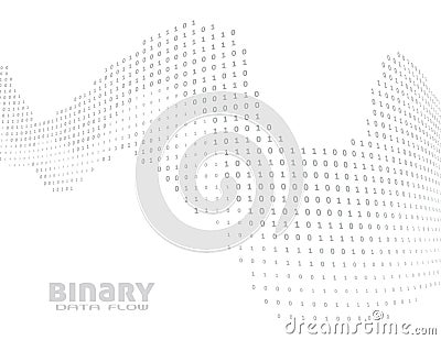 Binary data flow. Digital wave by streaming ones and zeros Vector Illustration
