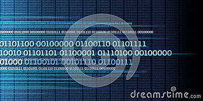 Binary data stream, binary numbers, big data, information - dynamic blue background Stock Photo