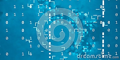 binary data symbolized by numbers zero and one with random code in blue glowing technology background 3d render Cartoon Illustration