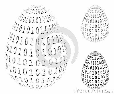 Binary digital abstract egg Composition Icon of Uneven Elements Vector Illustration