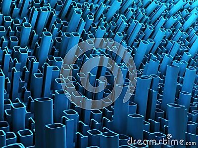 Binary digital city, abstract 3d tech background Stock Photo