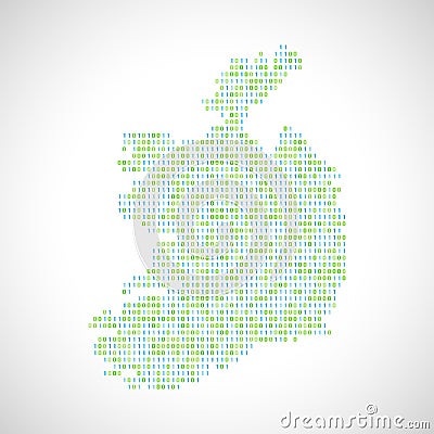Binary digital map of Ireland Vector Illustration