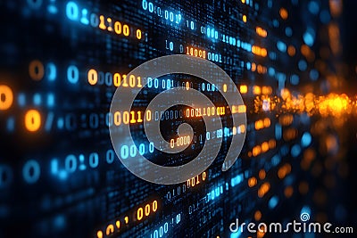 Binary Code and Data Streams - Digital Technology and Cybersecurity Concepts Generative AI Stock Photo