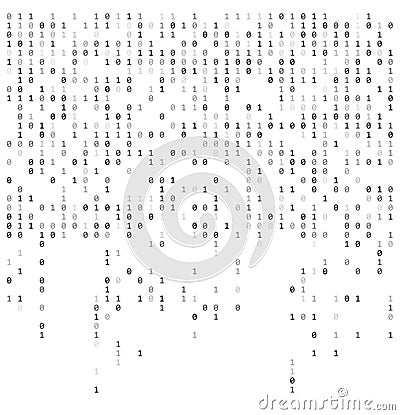 Binary falling numbers like matrix. 0,1 digits on white background template Vector Illustration