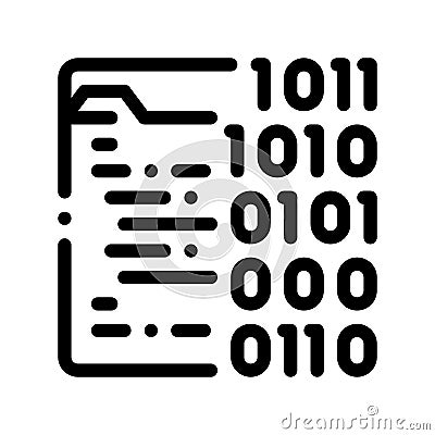 Binary File Coding System Vector Thin Line Icon Vector Illustration