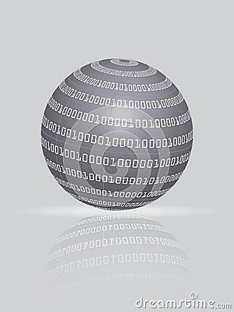 Binary globe with reflection Vector Illustration