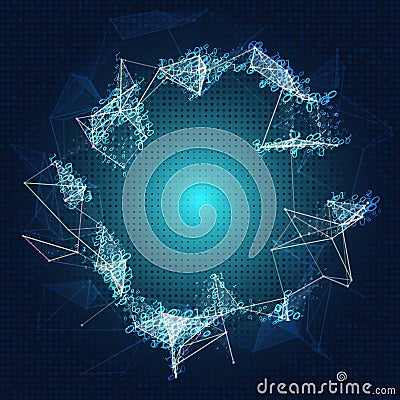 Binary network concept. Connected dots with links. Abstract bac Vector Illustration