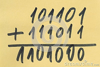 Binary number summation Stock Photo