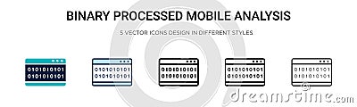 Binary processed mobile analysis icon in filled, thin line, outline and stroke style. Vector illustration of two colored and black Vector Illustration