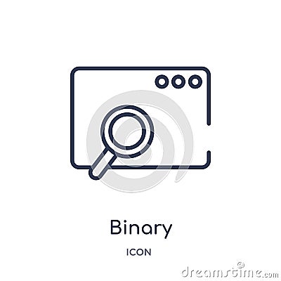 binary processed mobile analysis icon from technology outline collection. Thin line binary processed mobile analysis icon isolated Vector Illustration