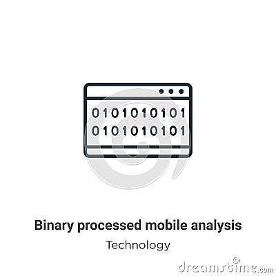 Binary processed mobile analysis outline vector icon. Thin line black binary processed mobile analysis icon, flat vector simple Vector Illustration