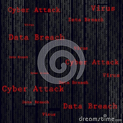 Binary scan virus, data breach, cyber attack. Vector Illustration