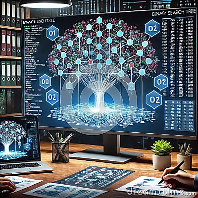 Binary Search Tree A data structure that allows for efficient in Stock Photo