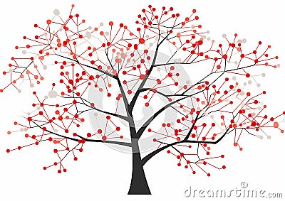 A Binary Tree of Red Berries, White Dots, and Clip Coral: Inform Stock Photo