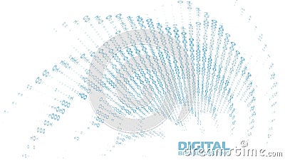Binary visualization of digital broadcasting through zeros and ones. Vector graphics Vector Illustration