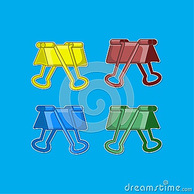 binder clip vector illustrations with full color Vector Illustration