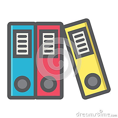 Binders colorful line icon, business and folder Vector Illustration