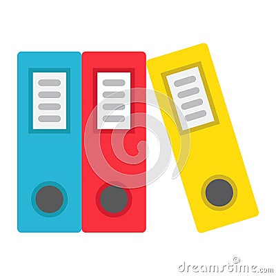 Binders flat icon, business and folder Vector Illustration