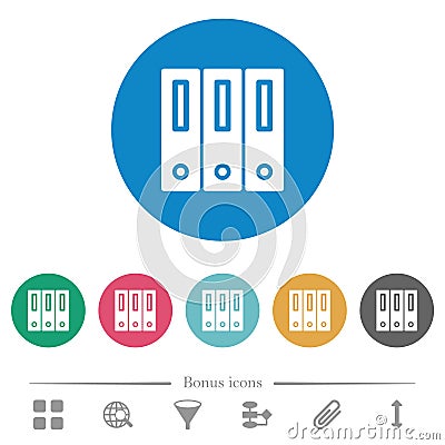 Binders solid flat round icons Vector Illustration