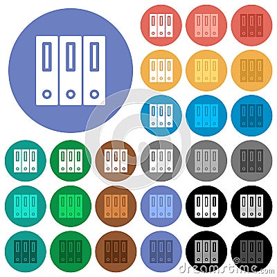 Binders solid round flat multi colored icons Vector Illustration