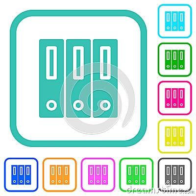 Binders solid vivid colored flat icons Vector Illustration