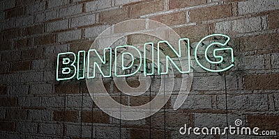 BINDING - Glowing Neon Sign on stonework wall - 3D rendered royalty free stock illustration Cartoon Illustration