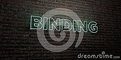 BINDING -Realistic Neon Sign on Brick Wall background - 3D rendered royalty free stock image Stock Photo