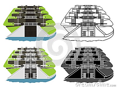 Bingley Five Rise Locks in UK Vector Illustration