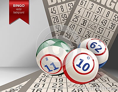 Bingo Background with Balls and Cards. Vector Illustration. Vector Illustration