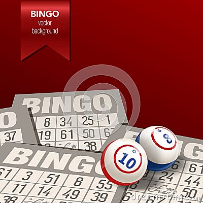 Bingo Background with Balls and Cards. Vector Illustration. Vector Illustration