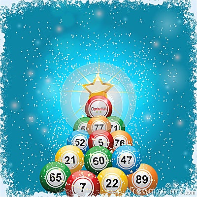 Bingo ball Christmas tree background Stock Photo