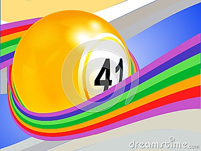 Bingo ball wrapped on a curved rainbow Stock Photo