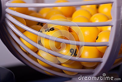 Bingo Balls in Basket Stock Photo