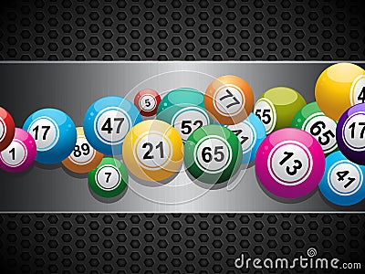 Bingo Balls on brushed metallic panel Stock Photo